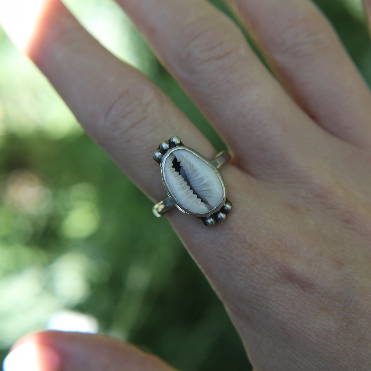 Cowrie Shell Dot Ring