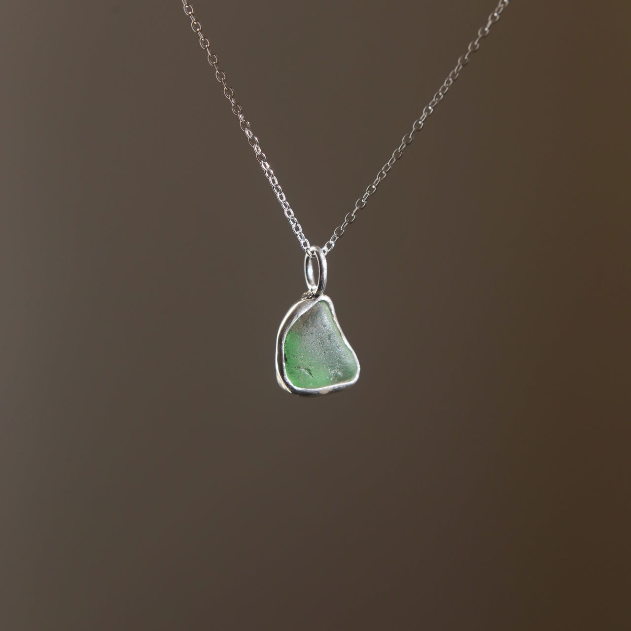 Small Green Sea Glass Necklace