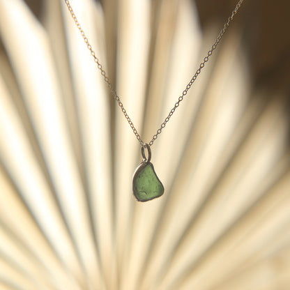 Small Green Sea Glass Necklace