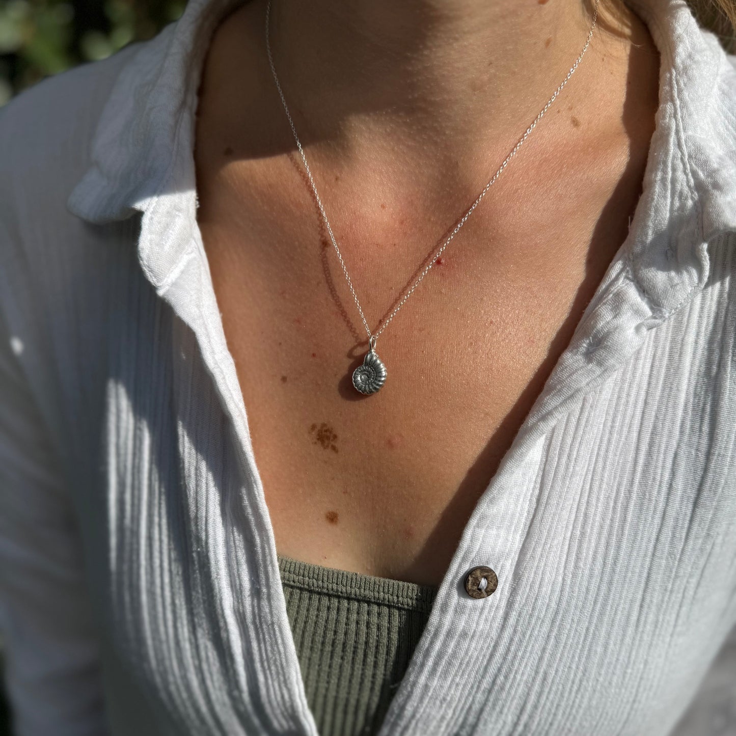 Ammonite Fossil Charm Necklace