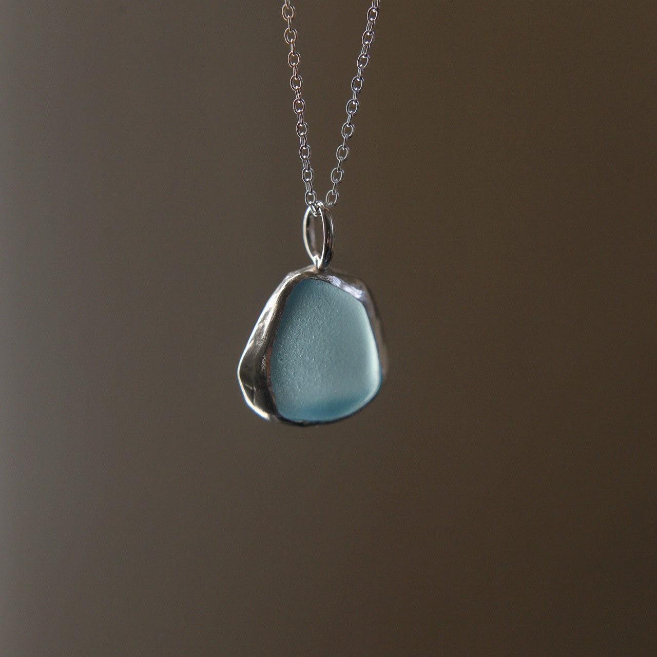 Aqua Blue Sea Glass Necklace