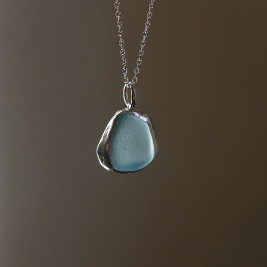 Aqua Blue Sea Glass Necklace