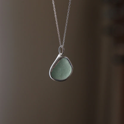 Turquoise Green Sea Glass Necklace