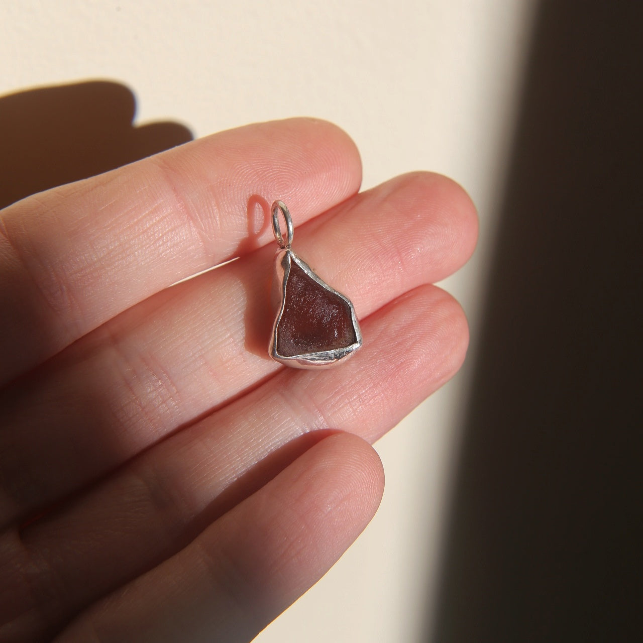 Amber Brown Sea Glass Necklace