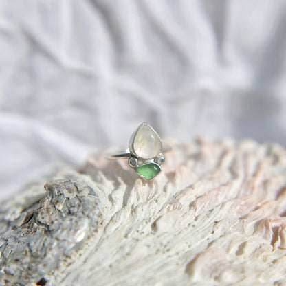 Moonstone & Sea Glass Ring