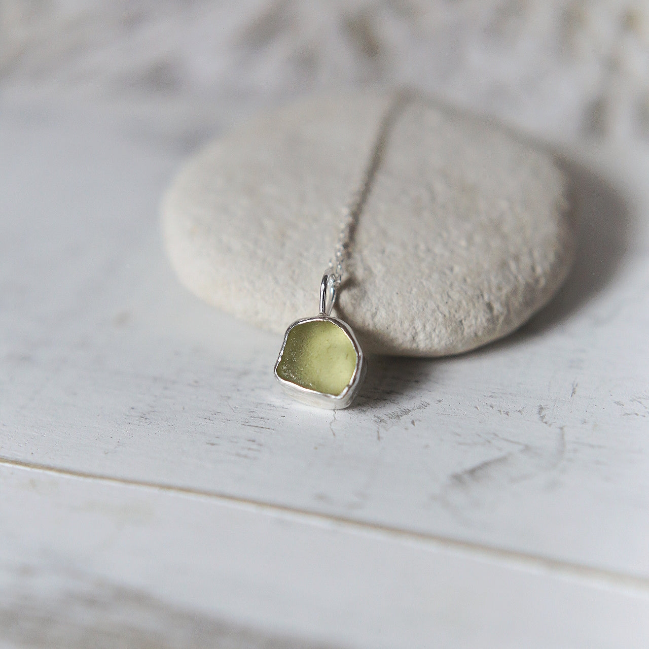 Sea glass necklace, eco silver, recycled silver jewellery