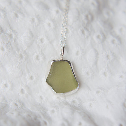 Lime Green Sea Glass Necklace