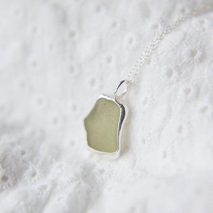 Lime Green Sea Glass Necklace