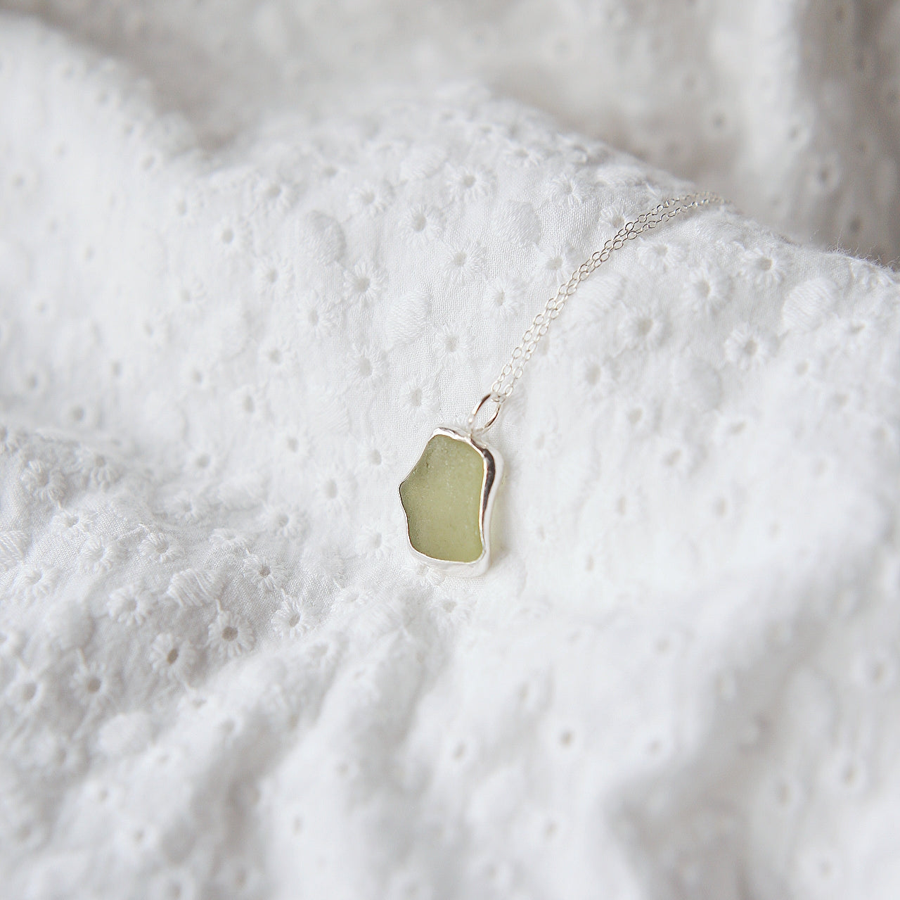 Lime Green Sea Glass Necklace