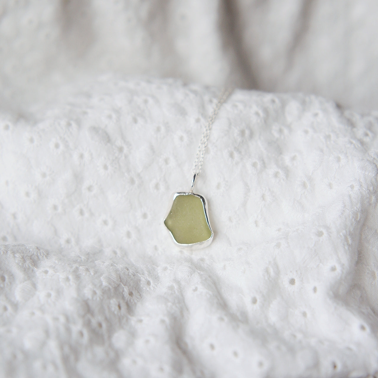 Lime Green Sea Glass Necklace