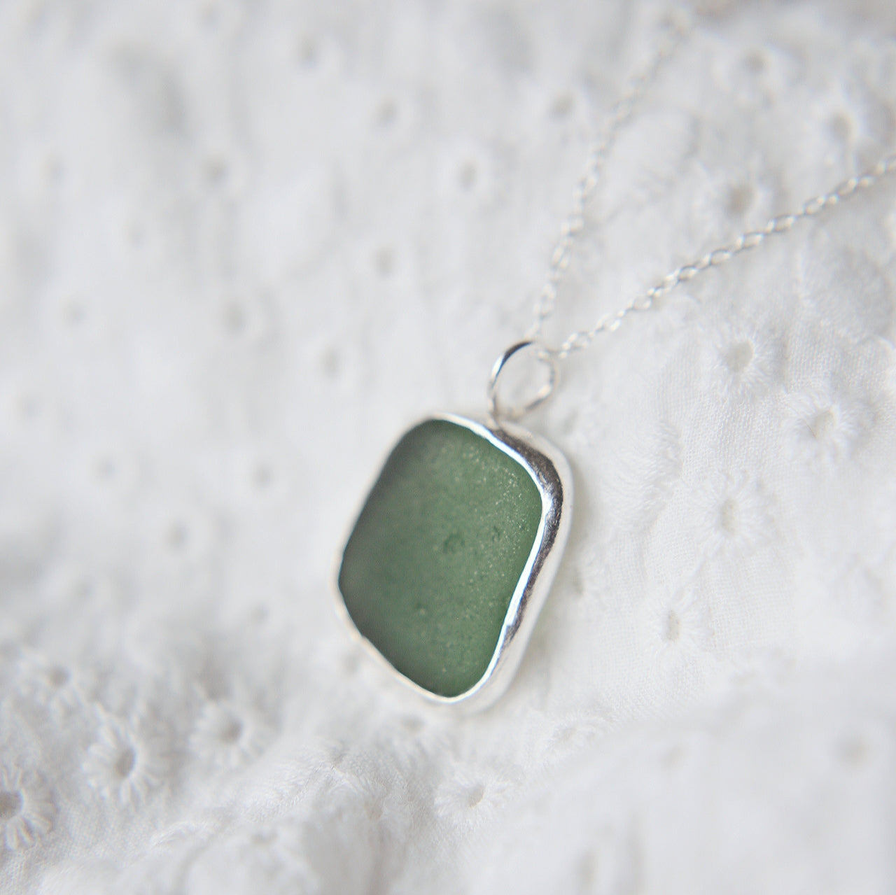 Dark Seafoam Sea Glass Necklace