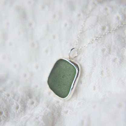 Dark Seafoam Sea Glass Necklace