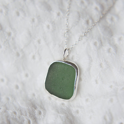 Dark Seafoam Sea Glass Necklace