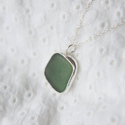 Dark Seafoam Sea Glass Necklace