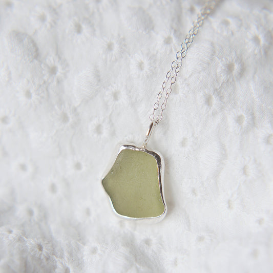 Lime Green Sea Glass Necklace